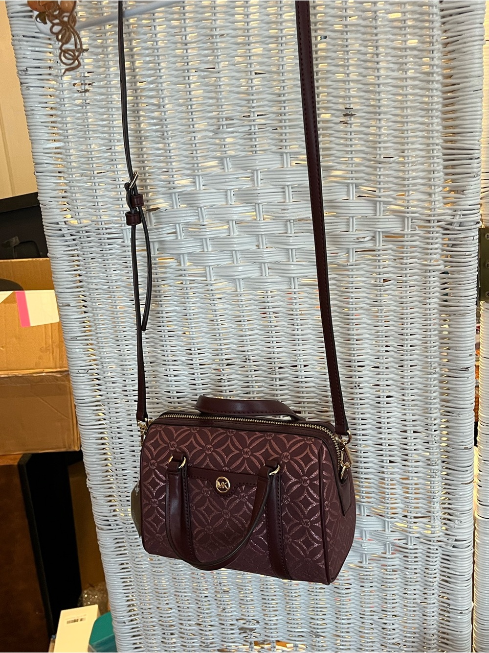 Michael Kors Small Duffle Crossbody Oxblood MK Logo NWT